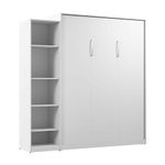 Bestar Claremont Murphy Bed with Closet Organizer (85W) in White, Sleeping Arrangement for Multipurpose Room, Queen