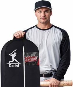 Personalized Garment bag for Hanging Clothes - Custom Basketball Black Sport Bag With 2 Mesh Pockets for Baseball, Hocky, Football- Ideal for Sport Customs, Uniform Cover Bag with Carry Handle