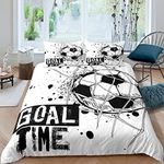 Erosebridal Kids Football Comforter Cover Full Size American Soccer Bedding Set Sports Games Duvet Cover for Boys Girls Children Geometric Polygon Bedspread Cover for Living Room, Black White