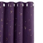 Deconovo Blackout Eyelet Curtains, Home Decorative Gold Constellation Printed Curtains, Thermal Insulated Curtains for Boys Bedroom, 46 x 72 Inch(Width x Length), Dark Purple, 2 panels