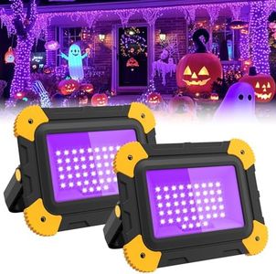 T-SUN Rechargeable Black Lights, Battery Powered Blacklight, 400-405nm Ultraviolet Flood Light for Night Fishing, Neon, Glow Party, Music Party, Body Painting,Fluorescent Poster(2 Pack)