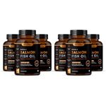 Nirvasa Omega 3 Salmon Fish Oil Capsules (Triple Strength) for Men & Women | 1250mg Salmon Fish Oil, 560mg EPA & 400mg DHA | No Fishy Burps | Supports Healthy Heart, Brain & Bones - 60 Softgels x 6