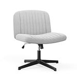 naspaluro Armless Office Chair No Wheels Velvet Fabric Cross-legged Desk Chair Height Adjustable Swivel Computer Chair with Wide Seat and Mid Back for Bedroom and Home Office - Grey