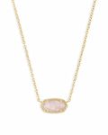 Kendra Scott Elisa Pendant Necklace for Women, Fashion Jewelry, 14k Gold-Plated, Rose Quartz