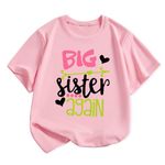 Sanqidu Big Sister Again Finally T Shirts Tops Toddler Baby Girl Sisters Announcement Tees Clothes Novelty Gift Summer Outfit (Big Sister Again 3-Pink, 5-6 Years)