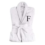 SUPERIOR Monogrammed Egyptian Cotton Bath Robe White Adult Unisex Bathrobe, Small/Medium, F