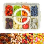 Nepfaivy Snack Box with 8 Compartments Portable - Snackle Box for Snacks, Fruits, Veggie and Spices, Divided Snack Tray with Lid and Handle, Snack Box Containers for Travel, Party & Picnic