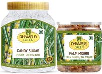 Dhampure Speciality Sulphurless Candy Sugar Mishri And Palm Candy Combo, 1.2Kg | Candy Crystal Sugar | No Added Chemicals | No Color | No Preservatives