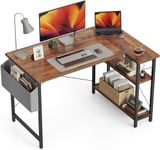 CubiCubi 100 cm Small L Shaped Computer Desk with Storage Shelves Home Office Corner Desk Study Writing Table, Rustic Brown