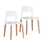 My Art Design - Set of 2 Modern Accent Dinning Chair with Beech Wood Legs (Set of 2 Chairs) (White)