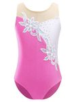 Freebily Girls One Piece Gymnastic Leotard Sleeveless Figure Ice Skating Bodysuit Children Dancing Unitard Costume Pink 16 Years