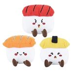 HugSmart - Sushi Dog Toy | 3-Pack Squeaky Soft Plush Dog Toys for Small and Medium Dogs (Salmon, Tamago, Tuna) Puppy Toys for Teething, Interactive Fetching Dog Toy