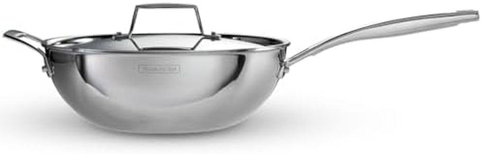 TRAMONTINA Aeion Triply 26cm/3.7L Wok with SS304 Lid Stir-Fry | Saute | Noodles | Fried Rice | Induction Friendly | Stay Cool Handle | NSF Certified | 10 Year Warranty*, Stainless Steel, Silver