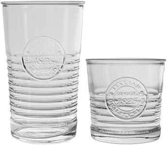 Bormioli Rocco Officina 1825 Ridged Whisky Tumblers and Highball Cocktail Glasses - 300ml, 475ml - 12pc Set