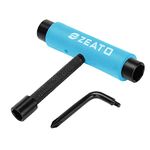 Zeato All-in-One Skate Tools Multi-Function Portable Skateboard T Tool Accessory with T-Type Allen Key and L-Type Phillips Head Wrench Screwdriver, Upgrade-Blue