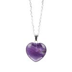 Natural Amethyst Heart Shaped Pendant Healing Crystal Gemstone Heart Pendant for Women & Men Stone Charms for Jewellery - Pack of 1