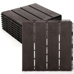 Lawei 9 Pack Plastic Interlocking Deck Tiles, 12"x12" Waterproof Outdoor Patio Flooring, Four Slat Floor Decking Tiles Patio Pavers for Garden Porch Poolside Balcony Backyard, All Weather Use, Gray