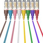 Kassa 8-Pack Metallic Multicolor Chalk Markers | With Reversible Bullet & Chisel Tips | Works on Chalkboards, Windows, Glass or Mirrors | Erasable & Dust-Free | Ideal for Use at Home, School & Office