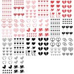 Everjoy Red and Black Hearts Temporary Tattoos - 20 Pcs, Waterproof, Easy to Apply Body Art Tattoo Stickers for Adults, Women, Men, Kids, Boys and Girls