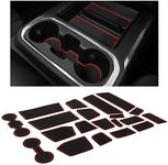 CupHolderHero fits Chevy Silverado 1500 Accessories & GMC Sierra 2014-2022 Premium Custom Interior Nonslip AntiDust Cup Holder Insert,Console Liner Mats, 24pc Set (CrewCab with BucketSeats)(Red Trim)