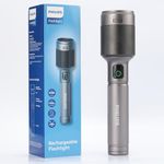 PHILIPS 9000mAh LED Torch Light, 3000LM Flashlight with Telescopic Zoomable, 1000M Coverage, 60W High Power Rechargeable Handheld Flash Light for Indoor, Camping, Exploration, Emergency Lighting