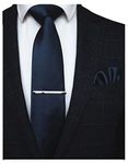 RBOCOTT Navy Silk Tie and Pocket Square, Necktie Tie Clip Set for Men (8)