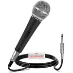 Pyle Professional Dynamic Vocal Microphone - Moving Coil Dynamic Cardioid Unidirectional Handheld Microphone with ON/OFF Switch Includes 15ft XLR Audio Cable to 1/4'' Audio Connection - PDMIC59