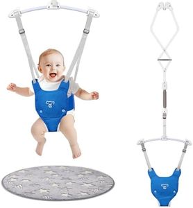 Baby Jumper, Baby Jumper Doorway with Adjustable Strap, Easy to Assemble, with a Soft Rug (Blue)