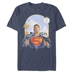 Warner Bros. Men's Superman Suit Up T-Shirt, Navy Blue Heather, XXL