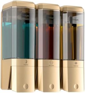 Shampoo and Conditioner Dispenser,Shower Dispenser 3 Chamber No Drill Shampoo Dispenser for Shower Wall Mounted Shower Soap Dispenser for Bathroom Hotel,Large Capacity 3 * 500ML,Gold