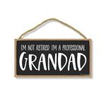 Honey Dew Gifts, I’m Not Retired I’m A Professional Granddad, 10 inch by 5 inch, Grandad Funny Quote Hanging Wall Sign, for Papa, Retirement Gifts for Grandpa