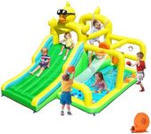 Baralir Duck-Themed Inflatable Bounce House with Extra Wide Slide & Climbing Wall, Basketball Hoop, Ring Toss, Punching Bag, 2-in-1 Splash Pool/Ball Pit - Indoor/Outdoor Jumping Castle for Toddlers