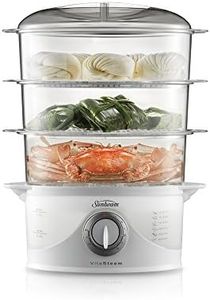 Sunbeam ST6650 Vitasteam Deluxe 3 Tier Electric Food Steamer | 800W | 9L Capacity | 60 Minute Timer | Compact Nesting Storage | 6 Cup Rice Bowl | White