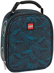 LEGO Kids Classic Heritage Lunch Bag, Blue Print, Polyester, Unisex, 9"H x 7.5"W x 4"D