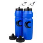 Cannon Sports 1 Liter Squeeze Water Bottle with Straw Lid New Easy Grip 34 Oz Pack of 2 (Royal Blue)