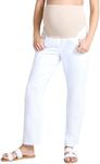 Motherhood Maternity Women's Secret Fit Over The Belly Slim Straight Leg Pregnancy Jeans, Bright White