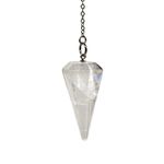 Pendulum Made of Natural Gemstone Crystals for Dowsing Divination Chakra Reiki. Pointed with Chain and Jewelry Pouch, Metal Gemstone, Quartz