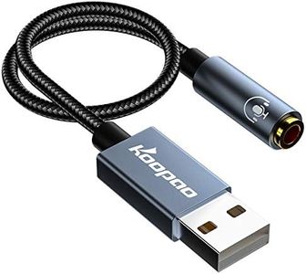 USB to 3.5mm Jack Audio Adapter, KOOPAO External USB Sound Card, 3.5mm Aux to USB to Audio Jack Sound Adapter Support CTIA OMTP Headphone TRRS Jack for PC Windows 10 PS4 Laptop Mac, 1M / 3.28ft