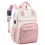 LOVEVOOK Laptop Backpack Women 15.6 inch, Waterproof Rucksack Bag for Ladies with Anti-theft Zipper & USB Port, Smart Laptop Bags College Backpack Womans for Work Uni Travel Teacher Student Pink