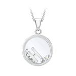 Tuscany Silver Women's Sterling Silver Floating Cubic Zirconia H Round Pendant on Curb Chain of Length 46 cm/18 Inch