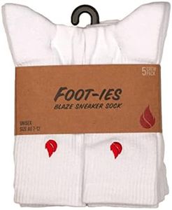 FOOT-IES Unisex Adults Blaze Crew Sneaker (Pack Of 5) Socks, White, Medium-Large US