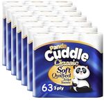 3 Ply Toilet Tissue Roll Panda Cuddle Classic Soft Quilted Toilet Rolls- Super Quality Comfort. (7 Pack of 9Rolls / 63 Rolls)