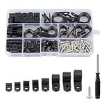 DesertBoy 151 Pieces Black Nylon R-Type Cable Clamp Clips Plastic Cable Clamp Assortment Kit Fastener Plastic Wire Clamp Clips with Screws and Screwdriver for Wire, Electrical Cable, Conduit