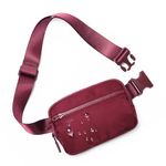 WESTBRONCO Fanny Packs for Women Men, Belt Bag with 4 Zipper Pockets, Fashion Waist Packs, Lightweight Crossbody Bags with Adjustable Strap for Workout/Running/Hiking, A-Wine Red, One Size