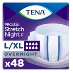 TENA Incontinence Adult Diapers, Overnight Absorbency, Stretch Night Disposable Briefs, ProSkin - Large/XLarge - 48 count