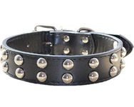 haoyueer 1.2 inch Wide Leather Dog Collar Spiked Studded Collar for Medium Large Breeds Pitbull Terrier (S, Black)