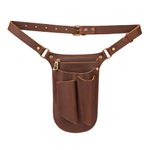 Tourbon Leather Gardening Belt Florist Tool Bag Gardener Holster Waist Pouch Electrician Carpenter Organizer Kit with 4 Pockets Up to 44"", Brown