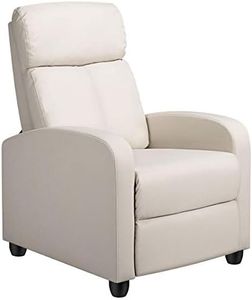 Topeakmart Single Recliner Chair Padded Seat PU Leather Recreation Room Sofa Reclin Home Theater Chair (Beige)