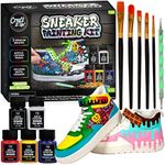 Creative Kids Sneaker Painting Kit- Complete Shoe Paint Kit for Sneakers- Paint, Brushes, Tape & More Included- Shoe Customization Kit, Create Permanent Designs- For Ages 14+, Jet Black, True White, Virginia Blue, Spring Yellow, Redwood Rose, 1.01 FL OZ (pack of 6)