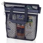 Mesh Shower Caddy Portable 10.2x9.9'' Shower Bag with Zipper & 2 Pockets. Shower Tote Ideal for Gym, Travel, Camp, Beach, for Sunscreen, Dorm & College Essentials (Black)